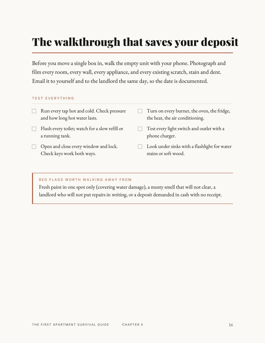 The walkthrough that saves your deposit